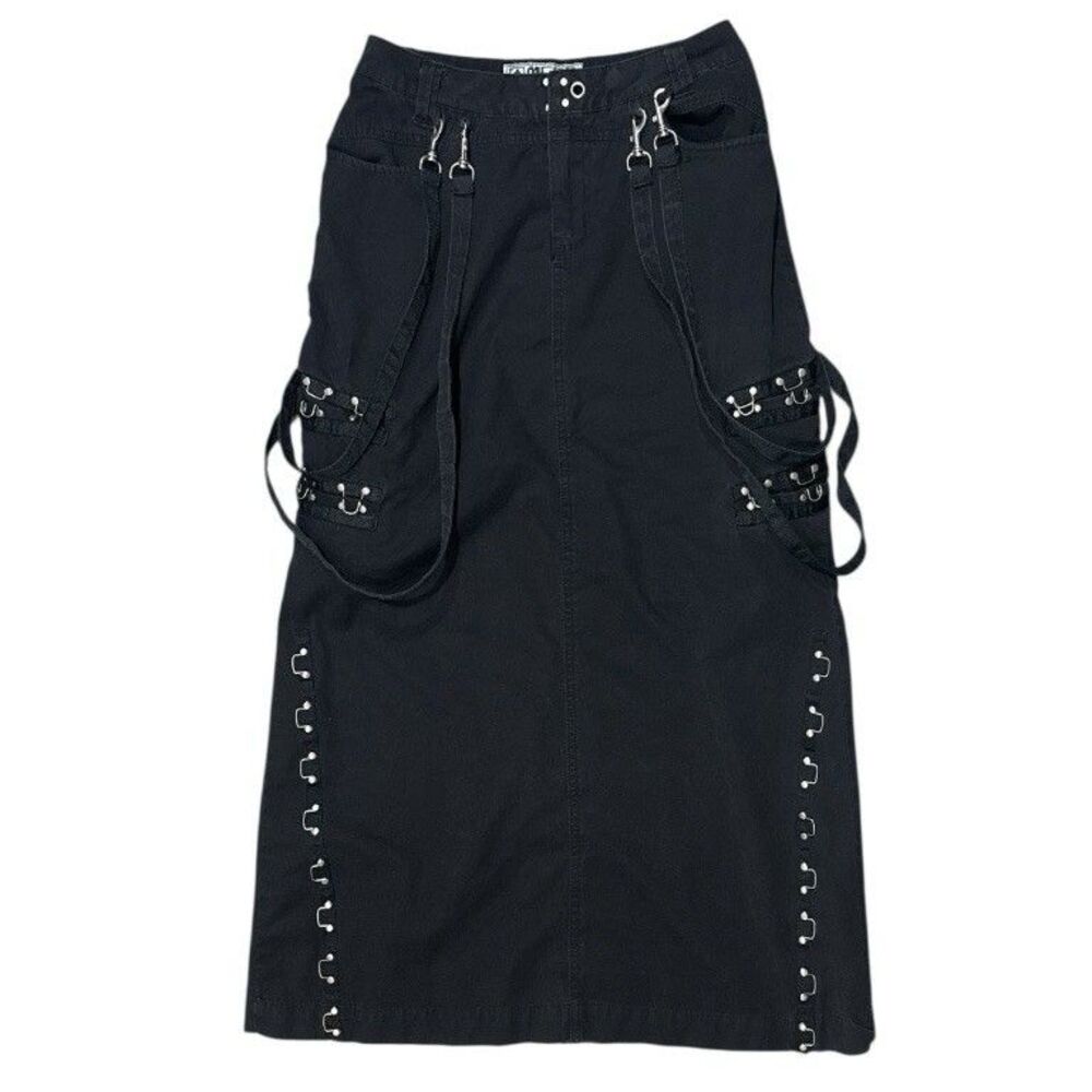 VTG MacGear Black Cargo Maxi Skirt Strappy Cyber Goth Tech Rave Y2K Punk S/M